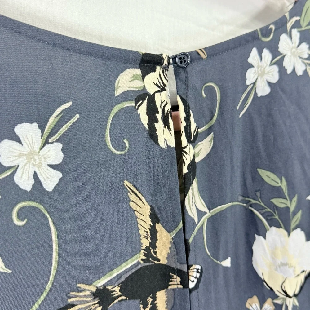 NWT Old Navy XL Tall Grey Floral Shift Dress Long Sleeve Ruffle Cuff Rayon - Picture 6 of 10